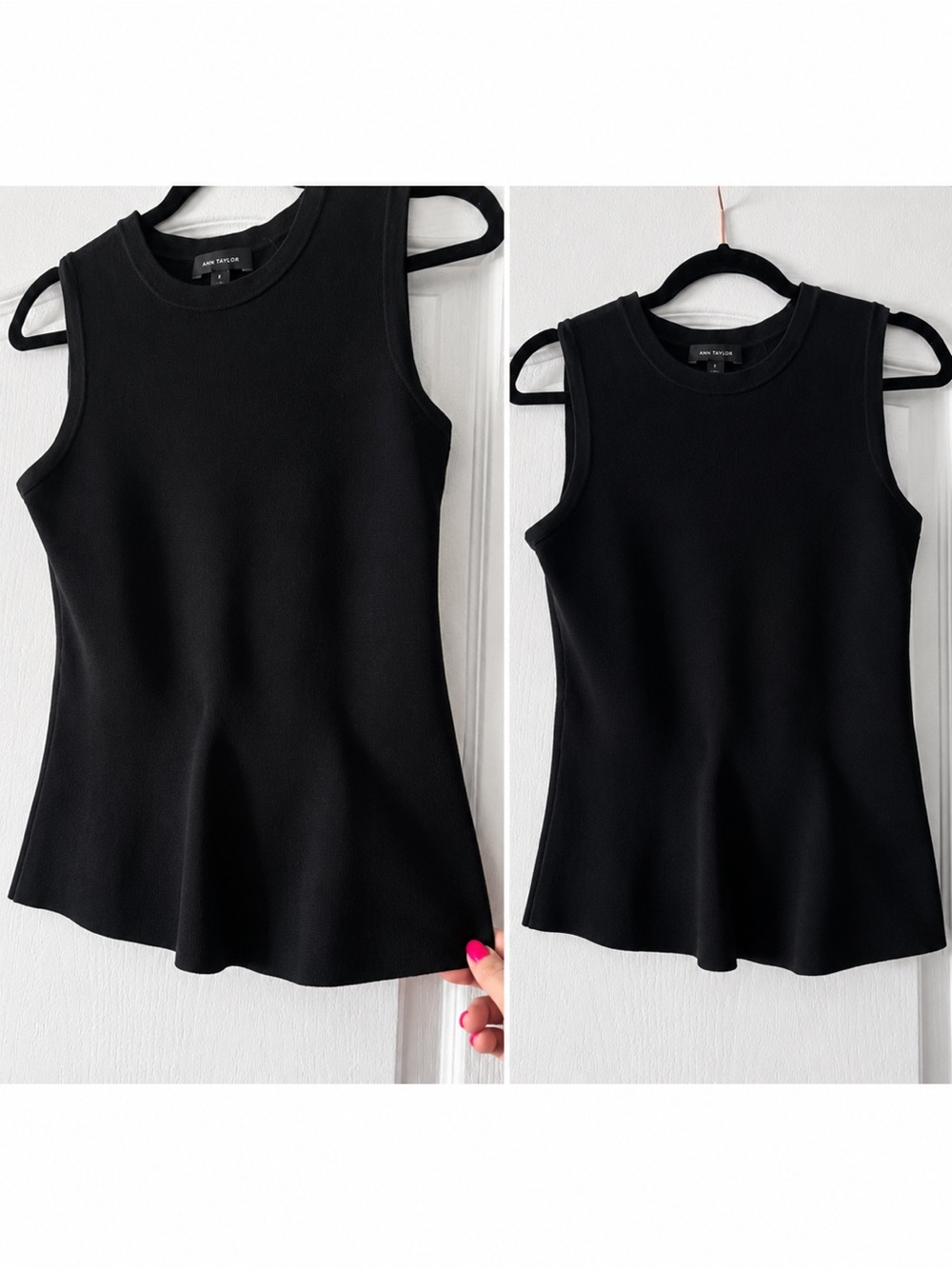 Ann Taylor Black Sleeveless Peplum Knit Tank